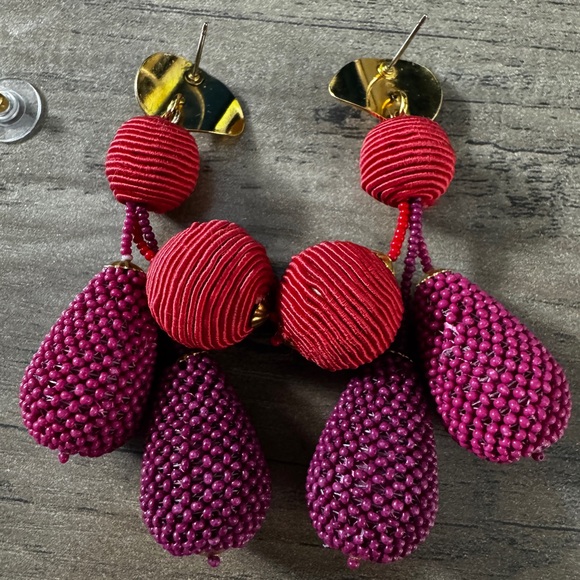 Lizzie Fortunato Pink Meteor EUC Gold Tone Post Back Statement Earrings Runway - Picture 5 of 9